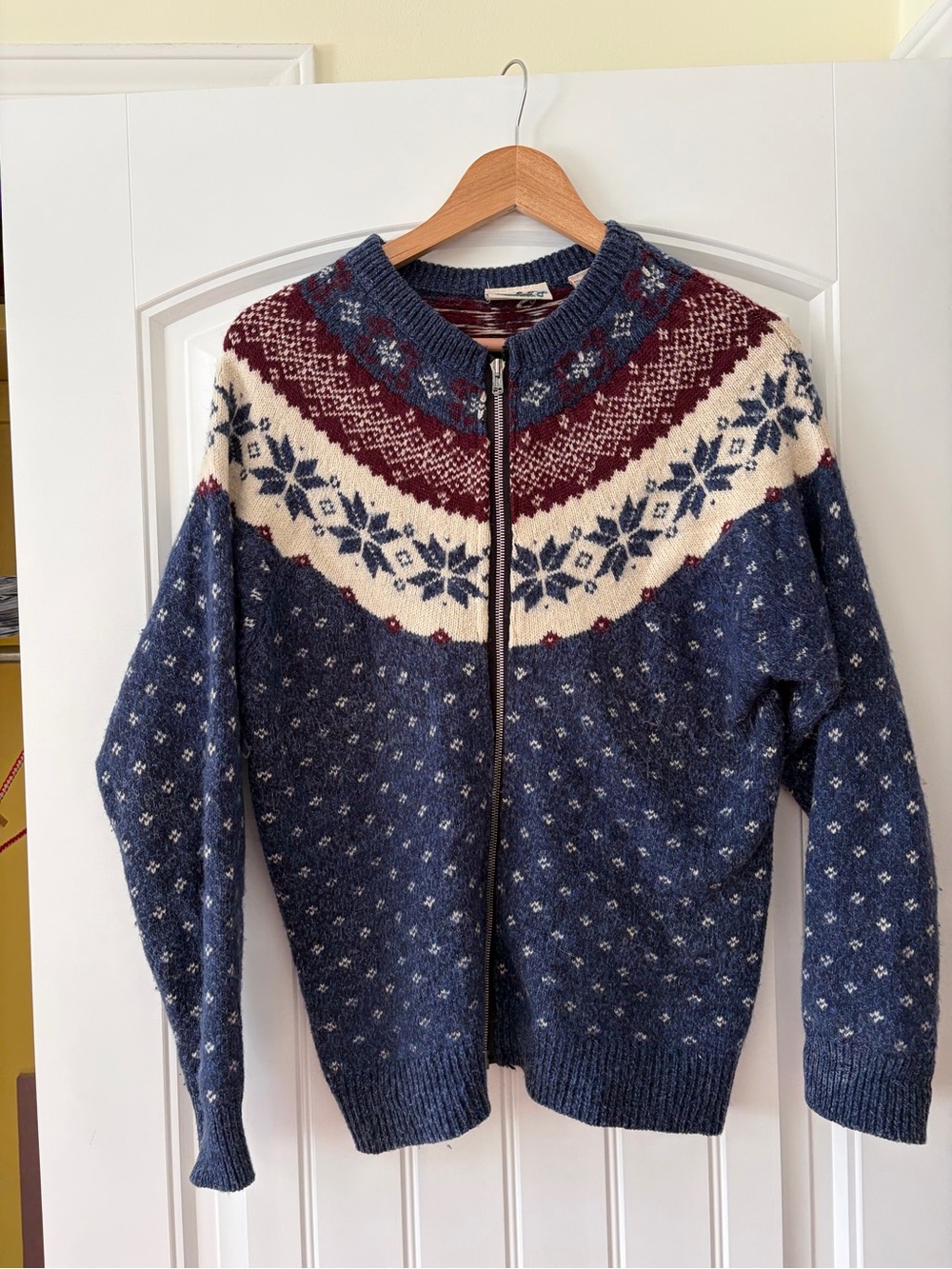 Vintage Northern Reflections Fair Isle Wool Blend Zip Up Cardigan Medium
